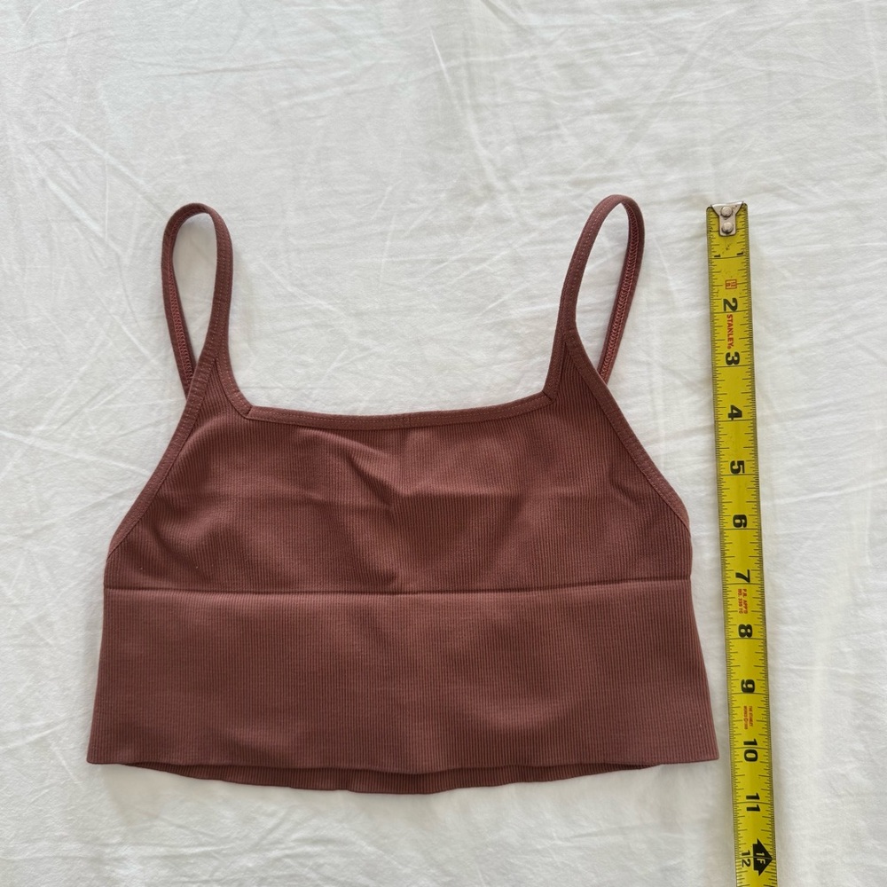 Free People Bundle - Spaghetti Straps Cropped Bra Tops Sage Green + Mauve Brown - Picture 12 of 12